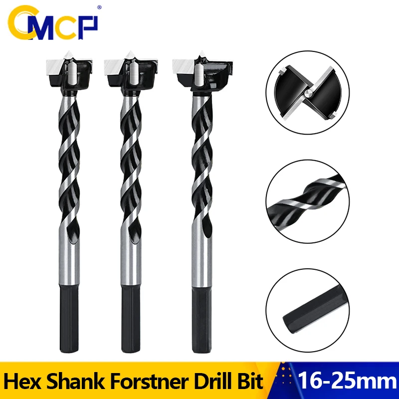 

CMCP Hex Shank Hole Opener Alloy Thread Drill Bit 16-25mm With Hexagonal Handle Door Lock Hole Wooden Board Hole Drill Bit