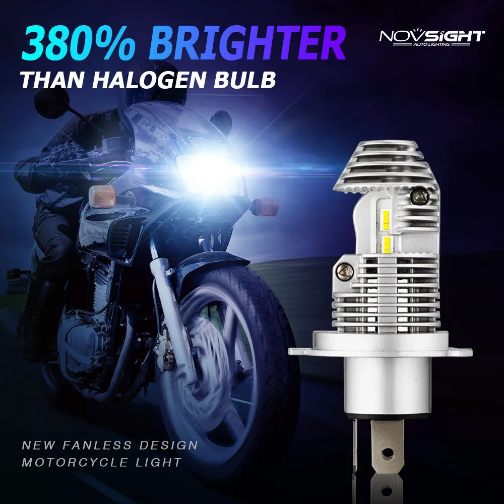 NOVSIGHT H4 H7 H11 Motorcycle LED Headlight 6000K White Lamp Fog Lights COB Led Bulbs Front Light Headlamp for Moto Spotlights