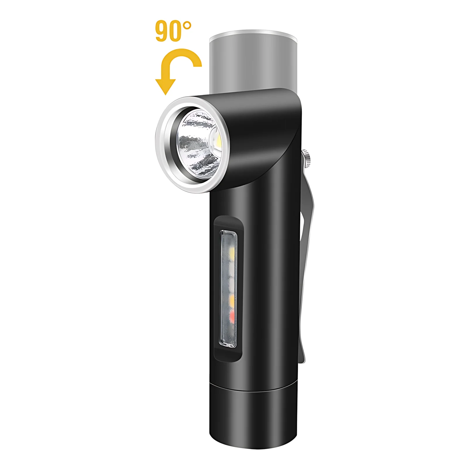 90° Rotatable Magnetic Flashlight 48g IPX5  UV/Red/Yellow Light with Side Red Blue Flash Hat Clip for Camping Emergency