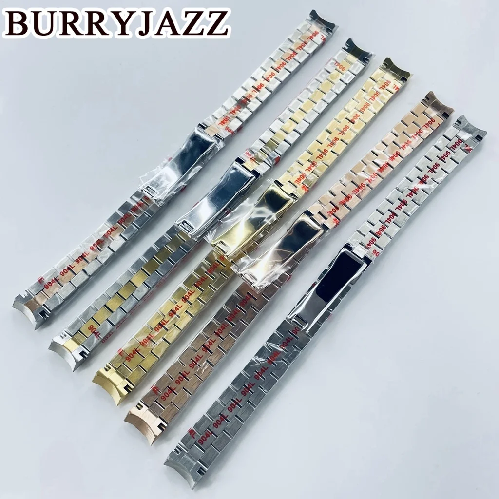 سوار ساعة Burryjazz ، 13 ، فضي ، ذهب وردي ، 90 لتر ، فولاذ مقاوم للصدأ ، إبزيم قابل للطي ، جراب ساعة 26