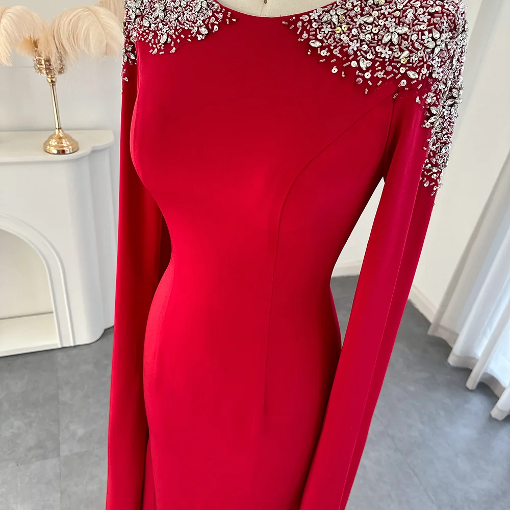 Sharon Said Elegantes Weißes Meerjungfrauenkleid Dubai Abendkleid Damen Hochzeitsfeier Umhangärmel Muslimische Formelle Kleider SF280 Maßanfertigung – Detail 13