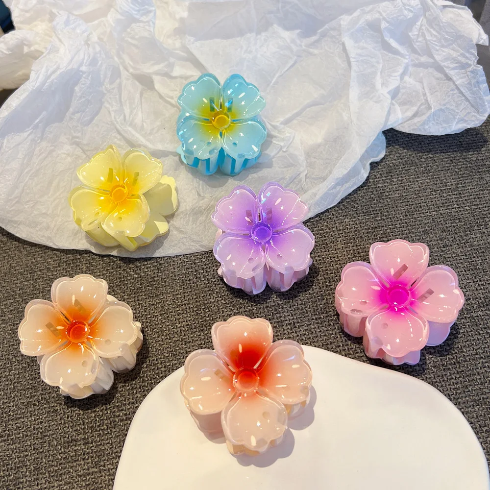 6Pcs/set Fashion Colorful Four Leaf Clover Flower Hair Claws For Women Girls Party Hair Accessories