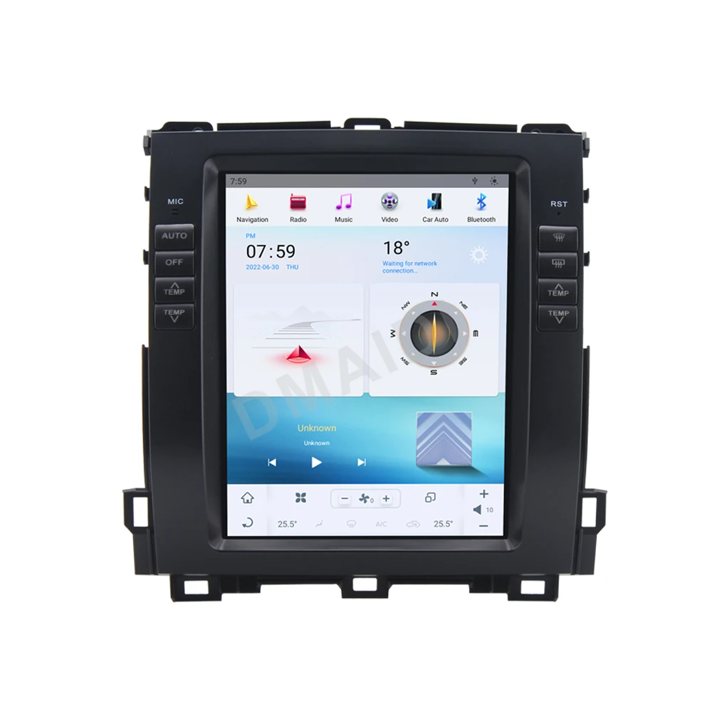 Tesla Style Radio mobil Qualcomm Android 11, pemutar Multimedia untuk Lexus GX470 2004 - 2009 untuk Toyota Land Cruiser Prado Stereo GPS