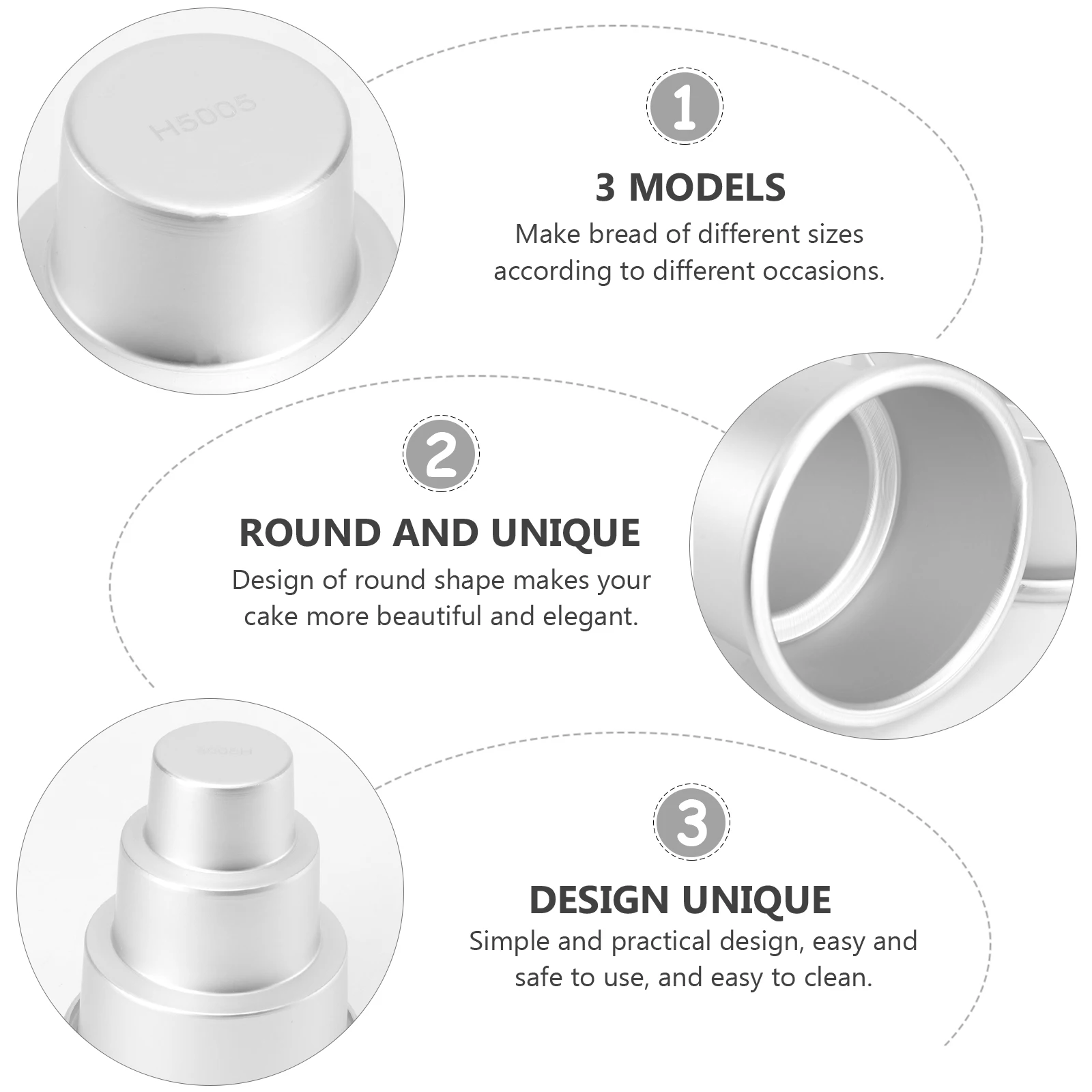 

3Pcs Mini Round 3-Tier Cake Mold Cupcake Pudding Pan Aluminum Alloy Baking Tool for Home Shop Wedding Celebration