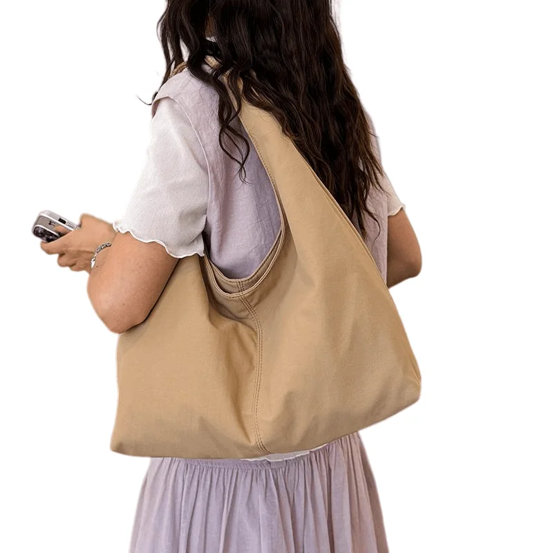 Women's Lightweight Casual Hobo Tote Bag Solid Color Trendy Large Capacity Crossbody Shoulder Bag for Student Work Commute