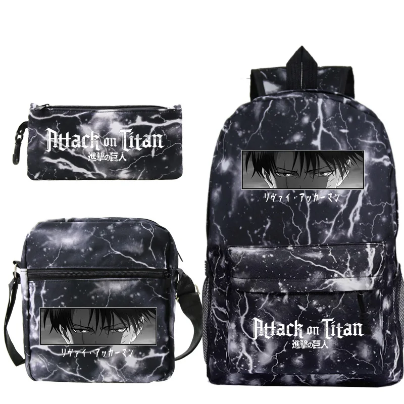 

Anime Attack on Titan Student Backpack 3pcs Set Shingeki No Kyojin School Bag Boys Girls Backpack Teens Travel Bagpack Mochilas