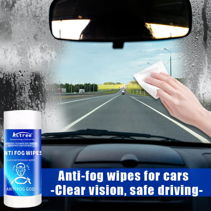 Auto Glass Anti-fog Bucket Wipes Eyeglasses Camera Lens Cell Phone Screen Cleaning Wipes Anti-fog De-fogging Car supplies