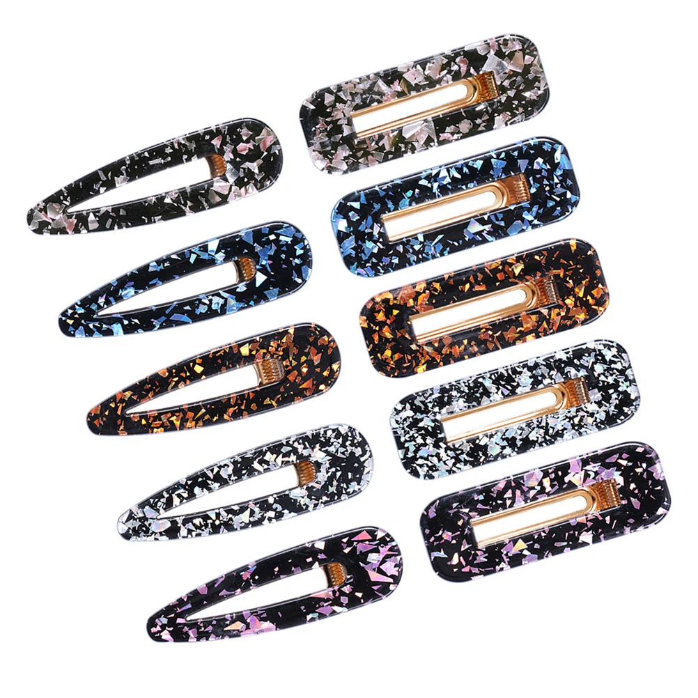 

10pcs Marble Hair Clips Elegant Barrettes Geometric Design For Party Daily Suitable Hairstyle Accessories Gift Women Girls