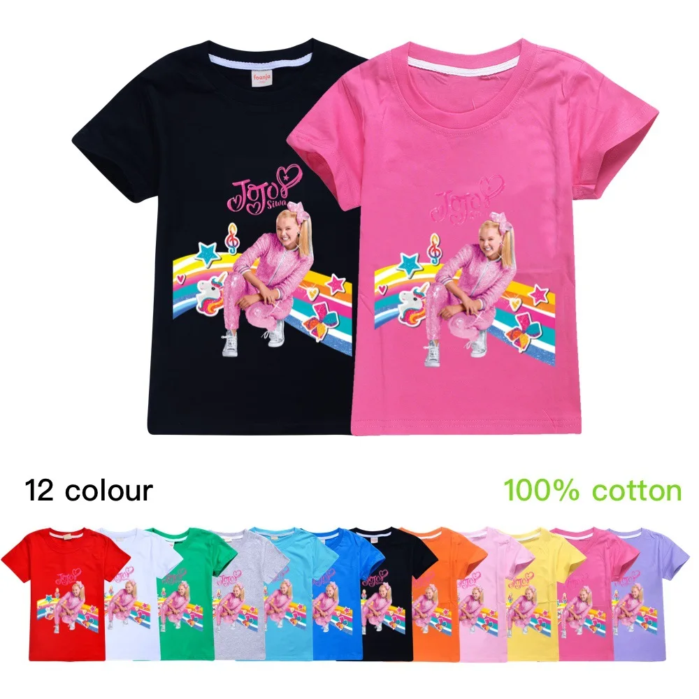 2024 New Children Summer T-shirt Girls Boys Clothes JOJO Siwa Clothing Short Sleeve Pullover Kids Cartoon Cotton Tshirt Tops Tee