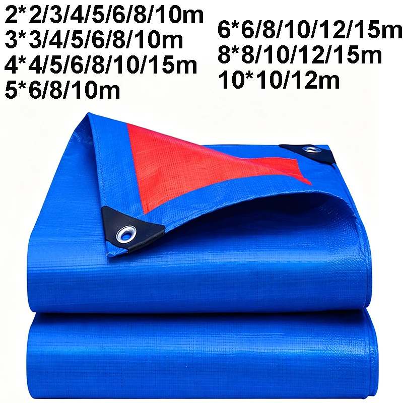 Thicken Shade Tarpaulin 2*2 4*4 6*6 8*8 10*10m Large Waterproof Anti-UV Tarp Tent Camping Canopy Blue Red Rain Awning Outdoor