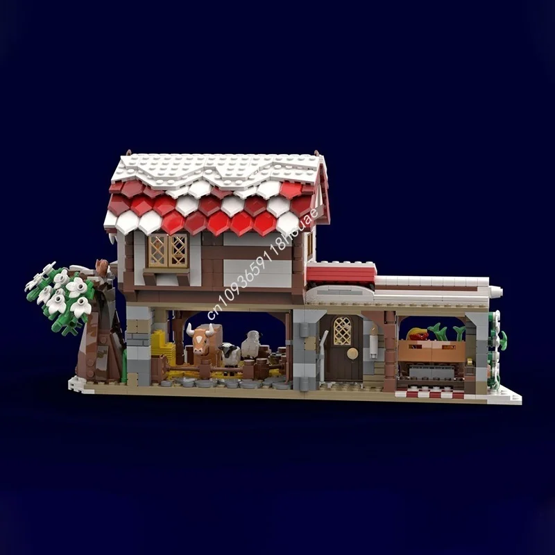 1010 قطعة MOC سوق الشتاء القرون الوسطى قلعة نموذج اللبنات العمارة تجميع لتقوم بها بنفسك هدية الكريسماس فكرة اللعب الطوب