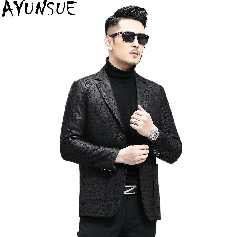 

AYUNSUE Top Quality Real Sheepskin Man Leather Jacket Korean-style Genuine Leather Jackets Suit Slim-fit Chaqueta Cuero Hombre