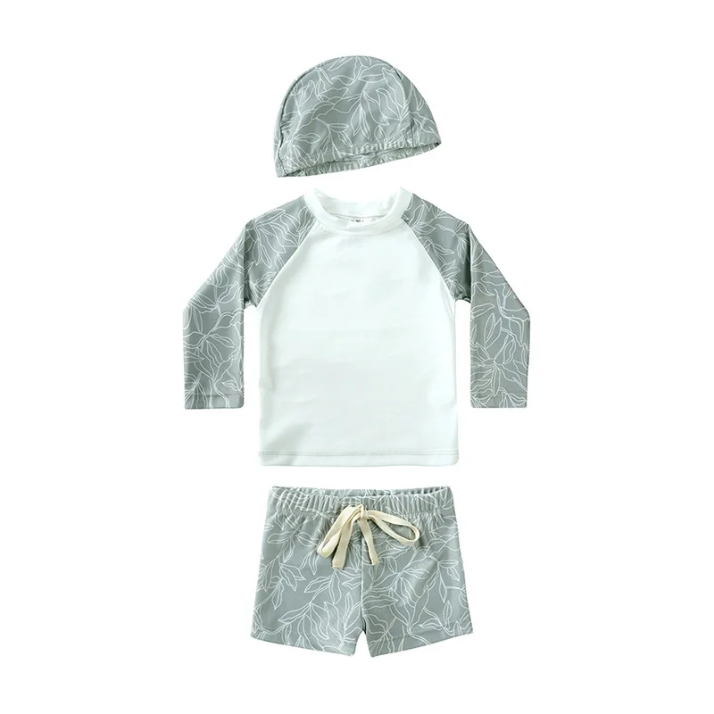New 2026 Boy Swimsuit Printed Long Sleeve Girl Boy Swimwear Cartoon Children Two Pieces Bathing Suit Beachwear Monokini image 2