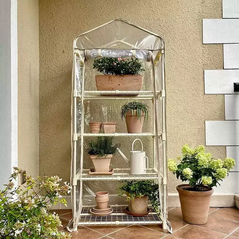 JMZ Mini Waterproof Greenhouse for Succulents  Thermal Insulation Small Plant Cover for Balcony, Courtyard & Garden
