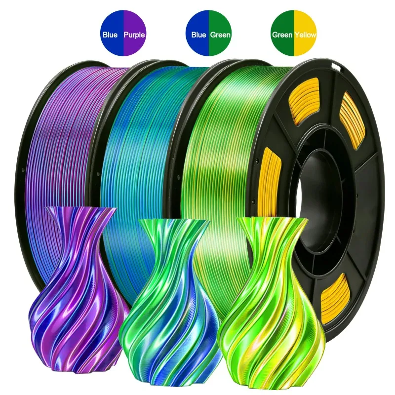 Dual Color PLA 3D Printer Filament 1.75mm 250g Spool, High Precision Printing Material for Most FDM 3D Printers