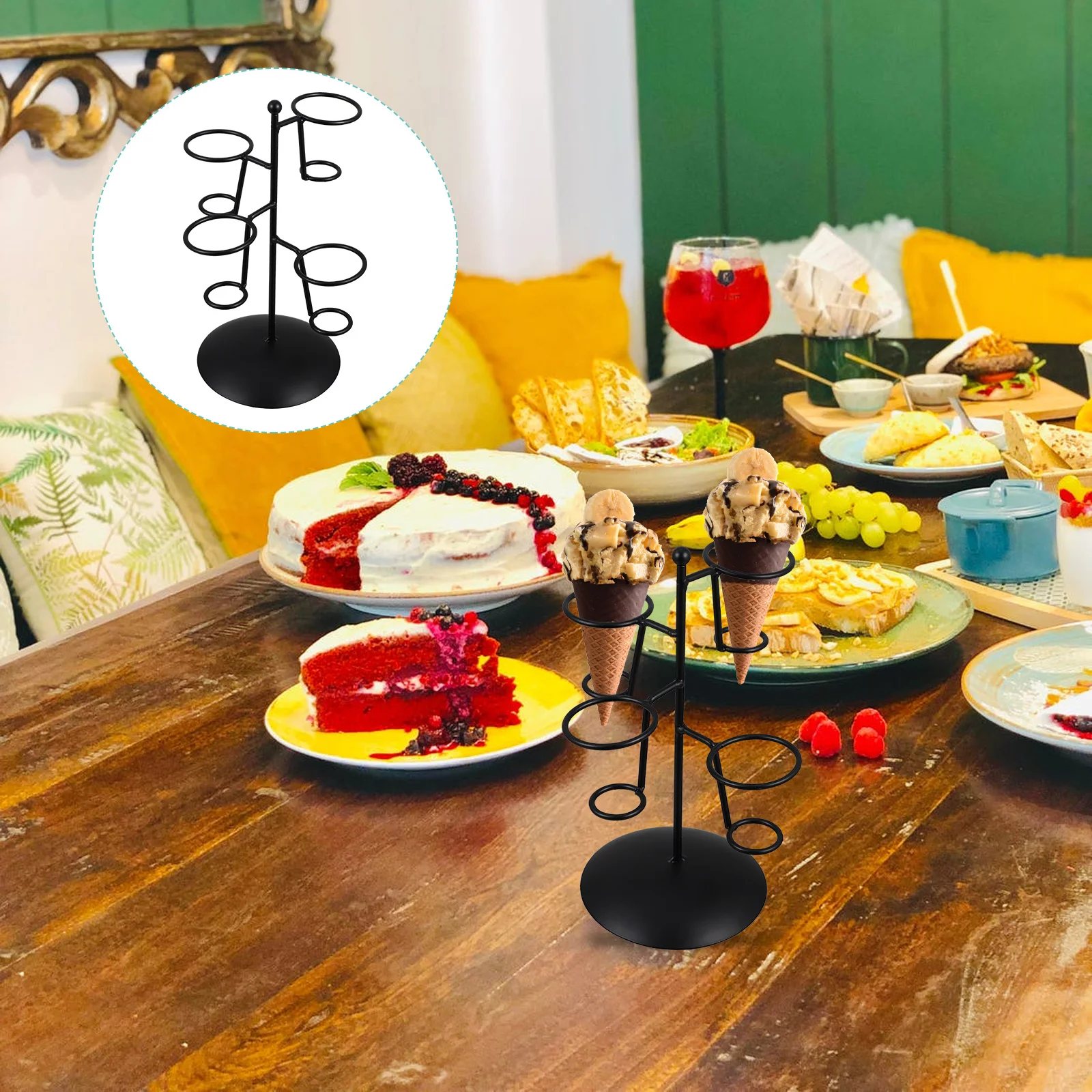 

Ice Cream Stand For Display Iron Art Cone Holder Baking Cooling Rack Practical Ice Cream Display Stand Kitchen Bar Counter Tool