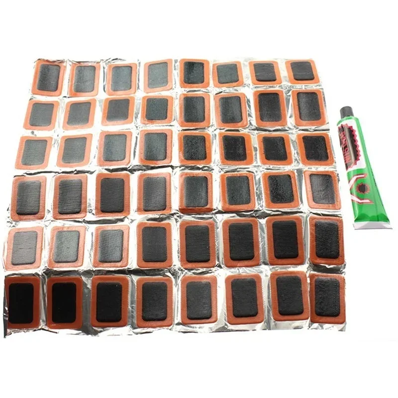 48pcs colla a freddo per bicicletta + colla Set di strumenti per la riparazione di pneumatici per biciclette kit di riparazione di pneumatici Patch in gomma fetale