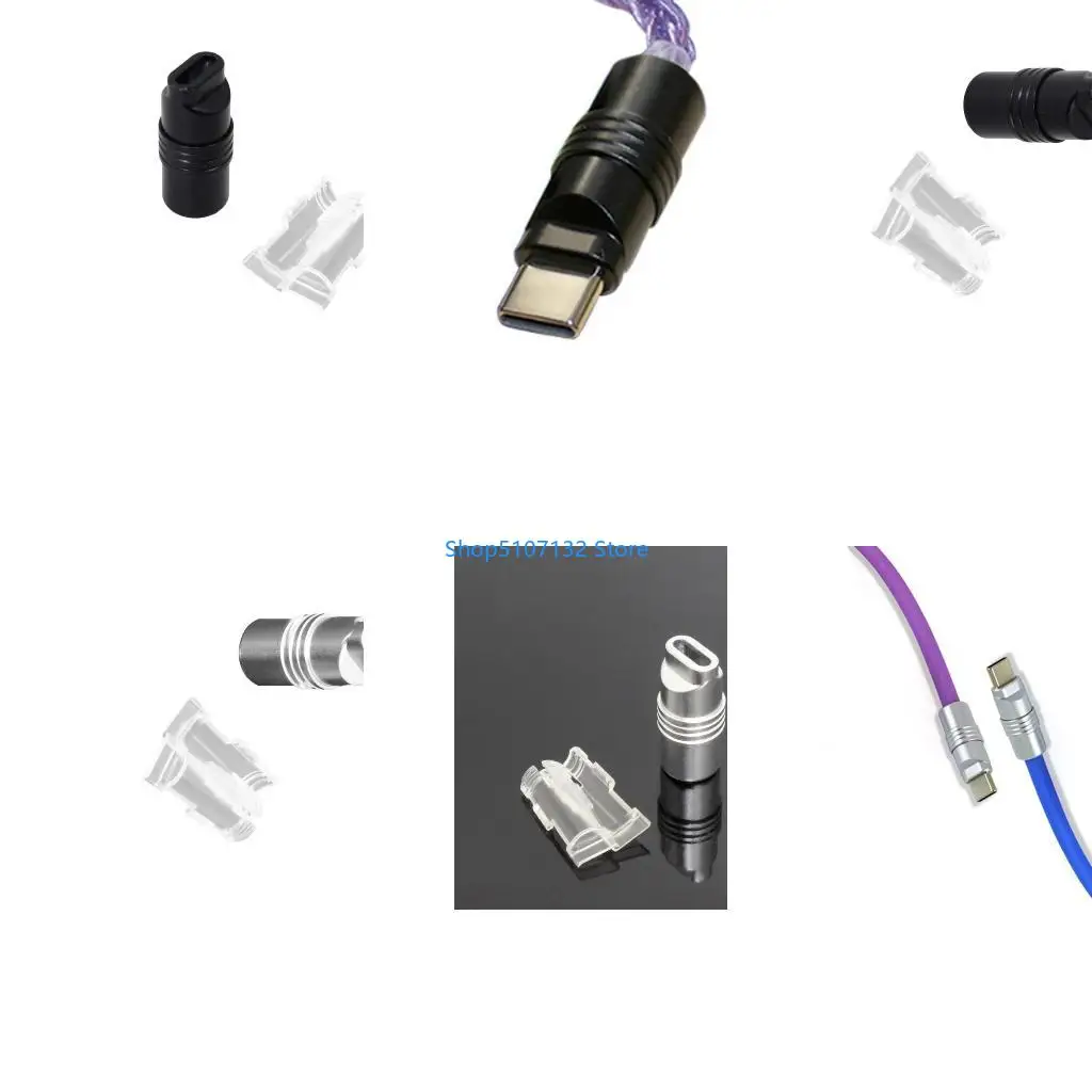 87HD Aluminum Alloy Type C Plug Cover 6mm Hole USB C Shell For DIY Data Cable Construction And Maintenance