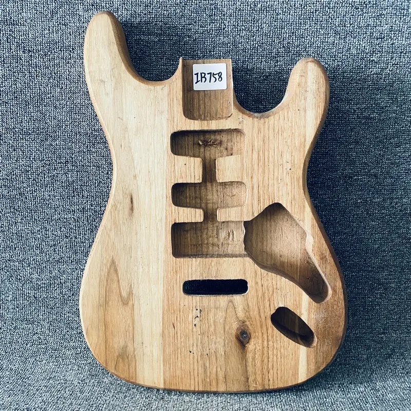 IB758 Natural Color Chinese Alder Solid Wood for ST Guitar Body Unfinished No Frets Custom Pickup&Bridges Righty for Replace