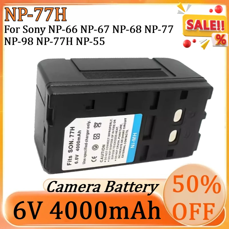 New High-Quality 6V 4000mAh NP-77H  Digital Batteries for Sony NP-66 NP-67 NP-68 NP-77 NP-98 NP-77H NP-55 Cameras NI-MH Battery