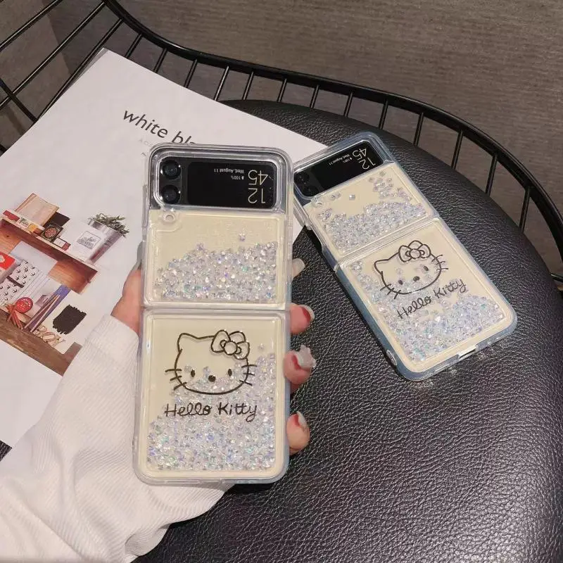 

Новый милый мультяшный чехол Sanrio Hello Kitty подходит для телефона Samsung Zflip4 складной экран Zflip3 W23Flip противоударный чехол