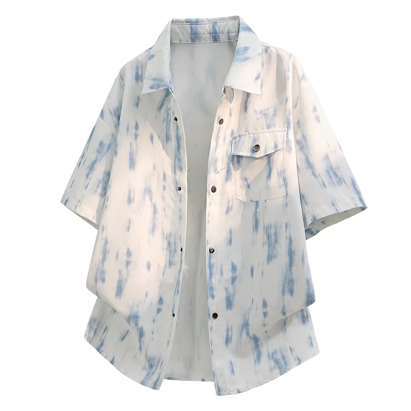 New style Summer Men's Fashion Trend Loose Comfortable Versatile Casual Breathable Lapel Cardigan Short Sleeve Shirt men