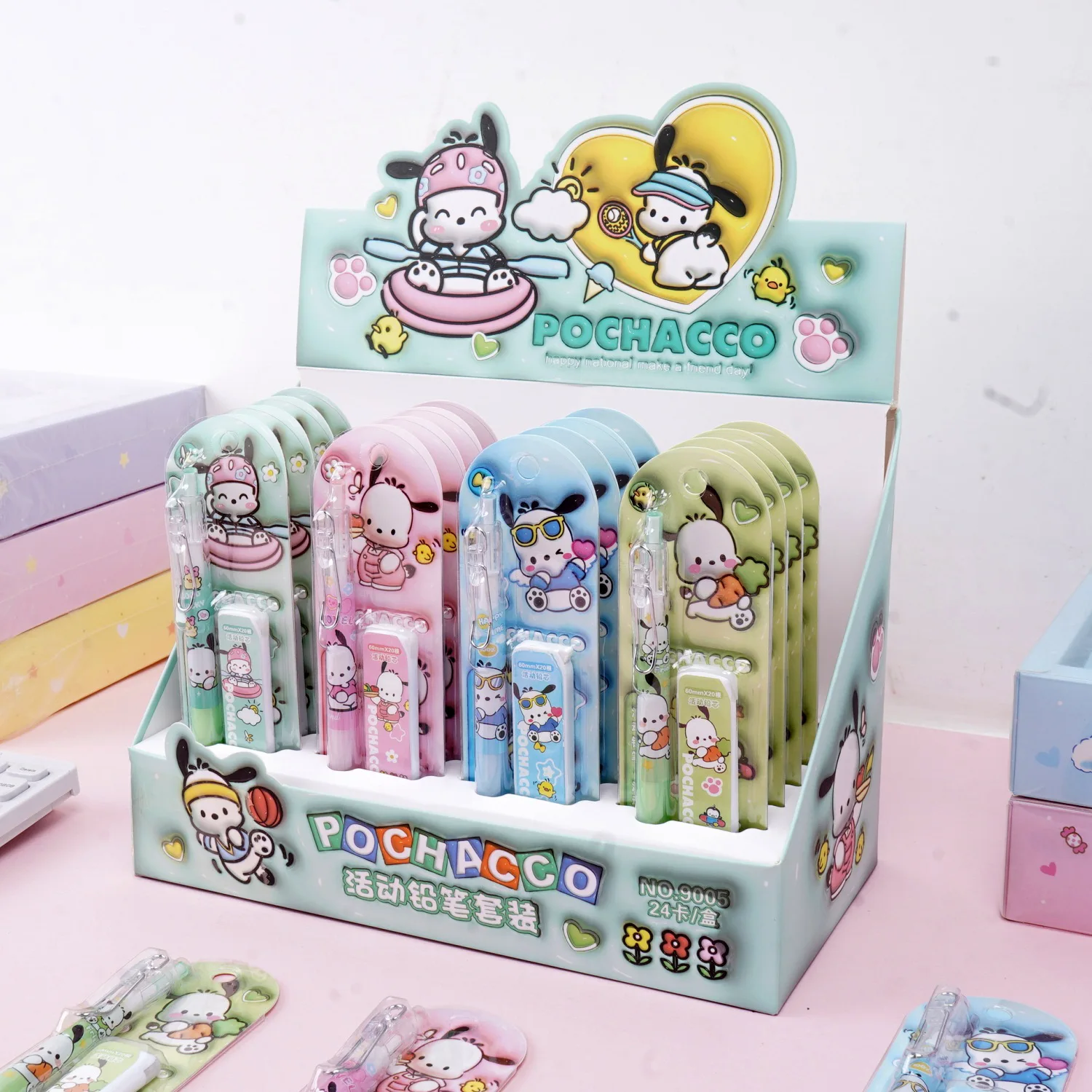 4Pcs Cartoon Figure Mechanical Pencil Set Cartoon 0.5Mm Drawing Automatic Pencils School Students  Office Study Stationery Gifts