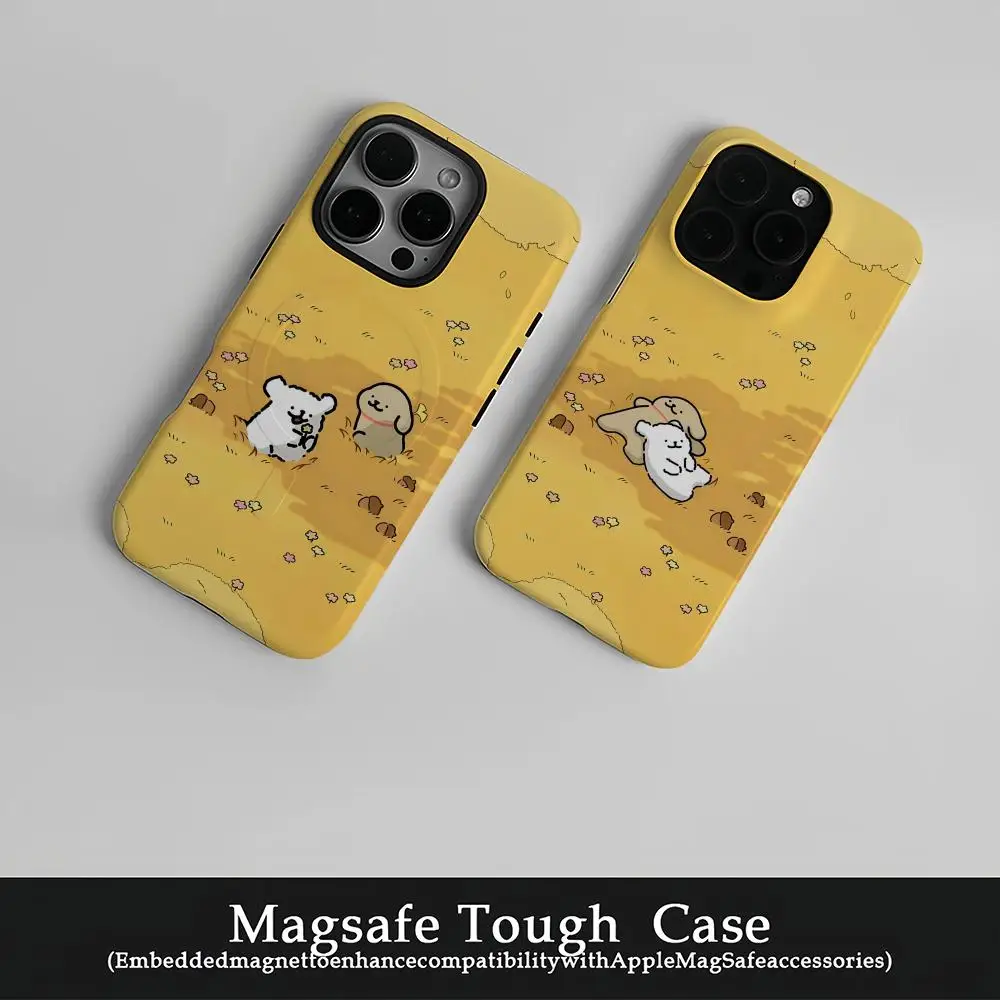 

Autumn Maltese Dog Phone Case Film Korean INS for iPhone 16 15 14 13 12 11 Pro Max Plus Luxury Magnetic Double-layer Cover