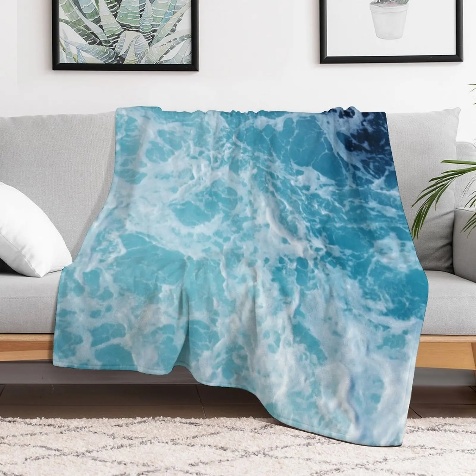 New Blue Ocean Summer Beach Waves Throw Blanket Moving Custom Bed Sofa Quilt Blankets