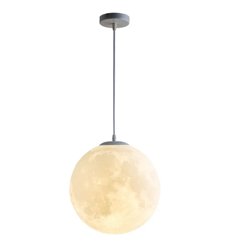 Nordic 3D Printing Moon Lustre Pendant Lights Children's Kids Room Hanging Lamp Dining Room Bar Round Planet Suspendu Lighting