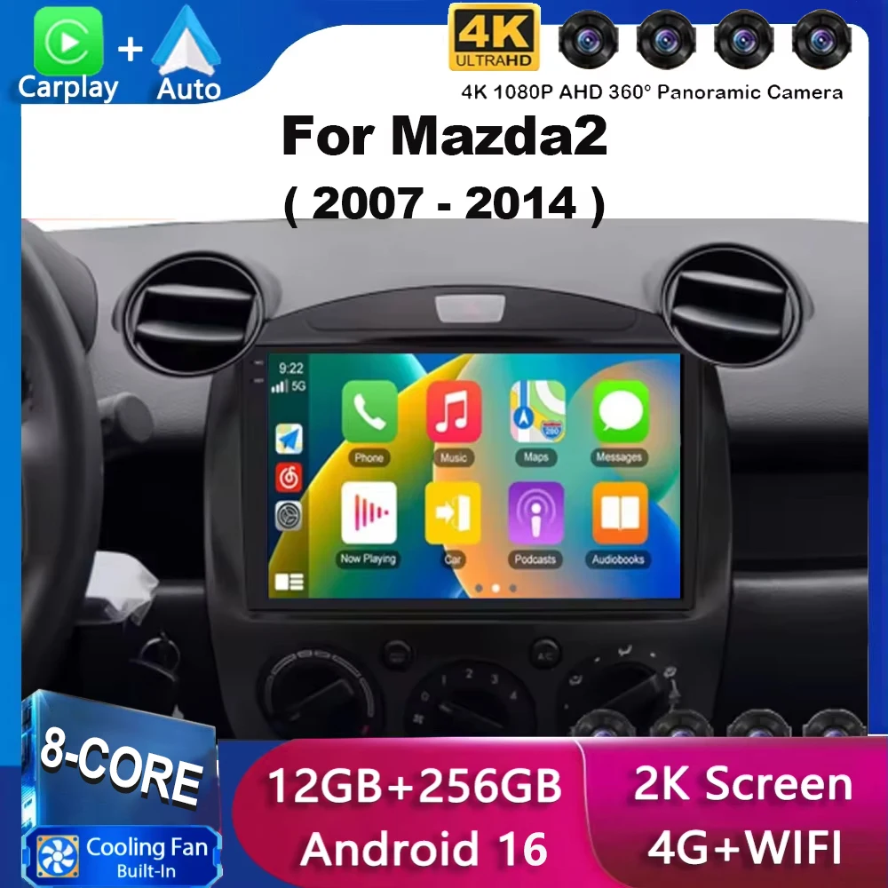 Car Android 16 Radio Multimedia Player For MAZDA 2 Mazda2 2007 2008 2009 2010 2011 2012 2013 2014 GPS Navi 2Din 2 Din Autoradio