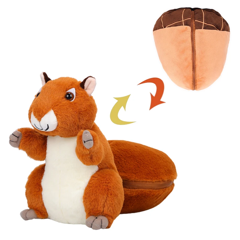 

25cm Kawaii Nuts Turn Into Squirrel Stuffed Animal Soft Hiding in Nut Fruit Plush Cute Doll Pillow Children's Toys Birthday Gift