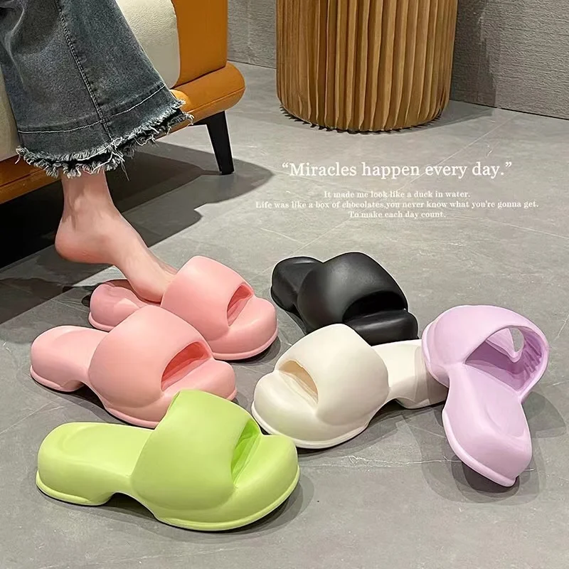 Warrior Cloud Slides for Women Summer Pillow Slippers Non-Slip Bathroom Shower Sandals Soft Thick Sole Indoor and Outdoor Slides