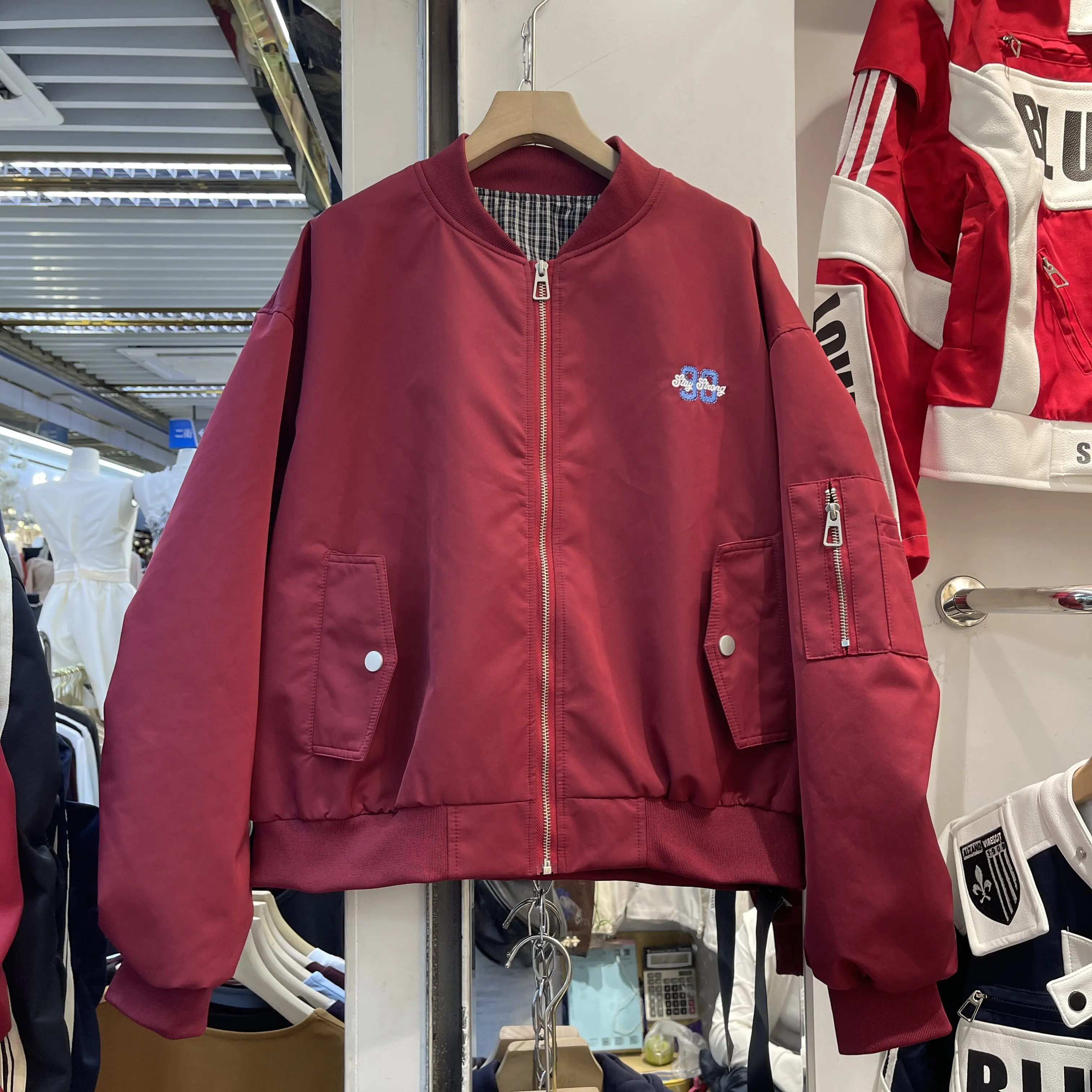 American Street Spring Autumn Students Baseball Jacket Stand Collar Zip Cardigans Top Trendy Letters Embroidery Bomber Coats