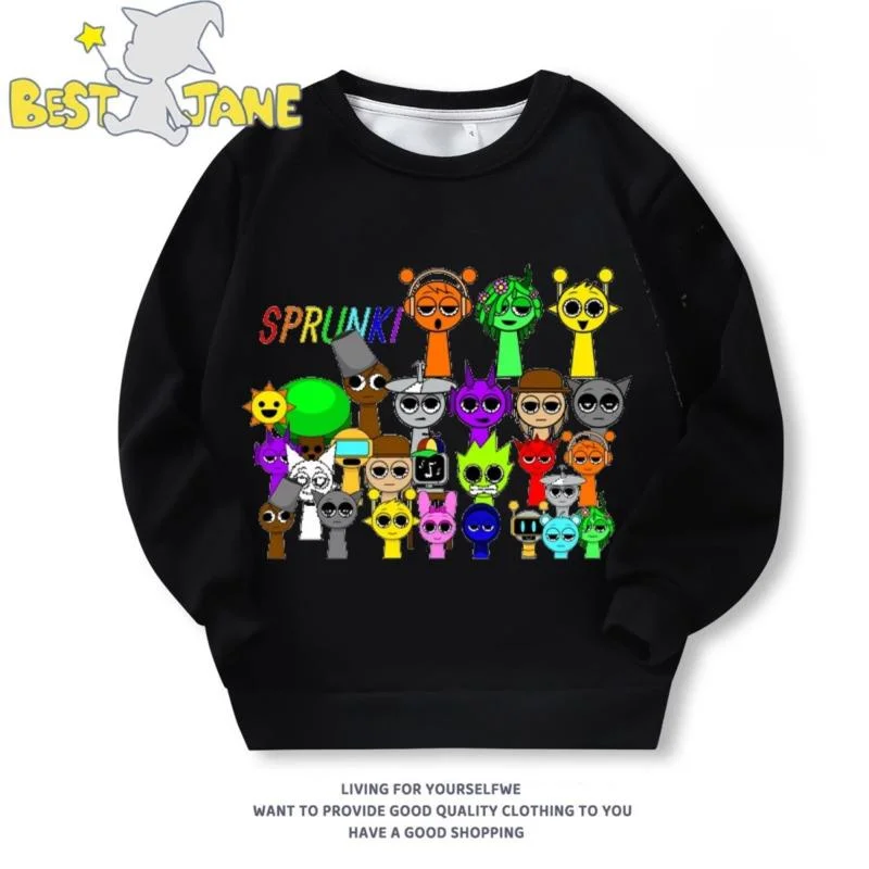 Sprunks RBox Clothes Hoodie Children Hoodies Cartoon Anime Prints Game Peripheral O-neck Pure Cotton Velvet Couple Sprunks Top