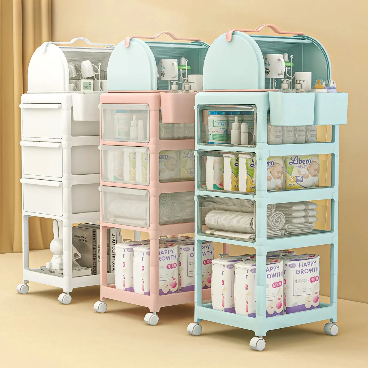 New Trolley Rack Baby and Infant Supplies Multi-Layer Mobile Storage Rack Newborn Transparent