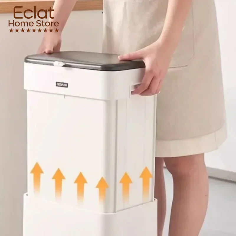 Household Plastic Waste Bins Large Capacity Toilet Kitchen Trash Can Smart Wastebasket High Waste Bins Cleaning Accessories