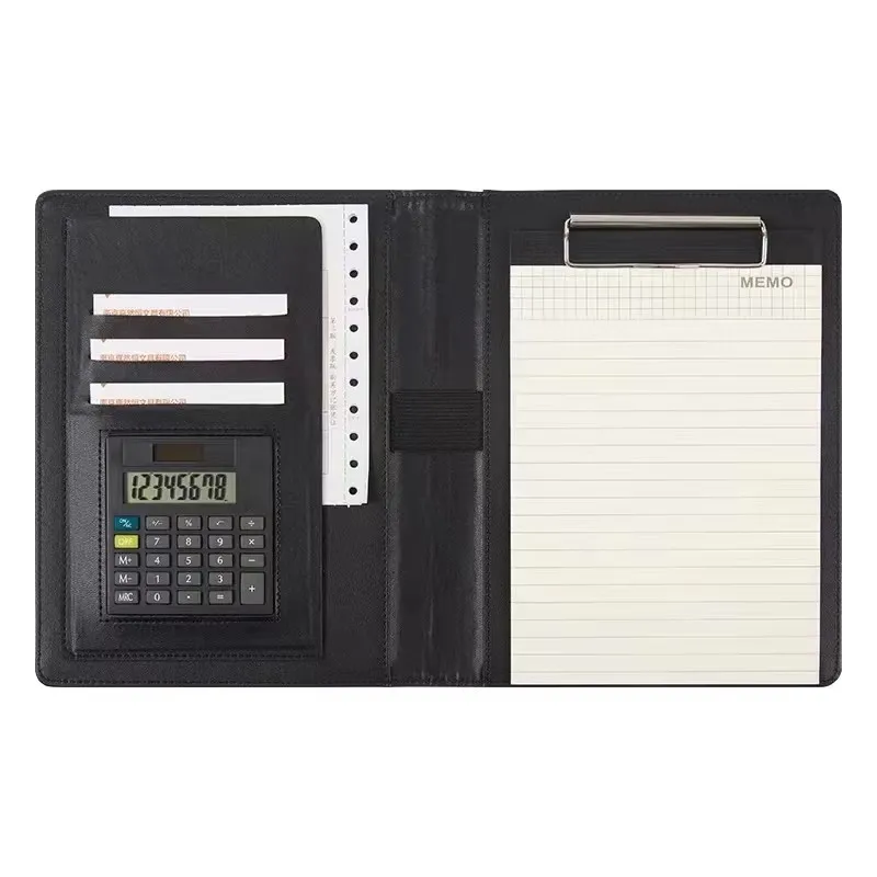 

PU Leather Padfolio A5 Document Portfolio Folder Multifunction Business Conference Folder With Calculator