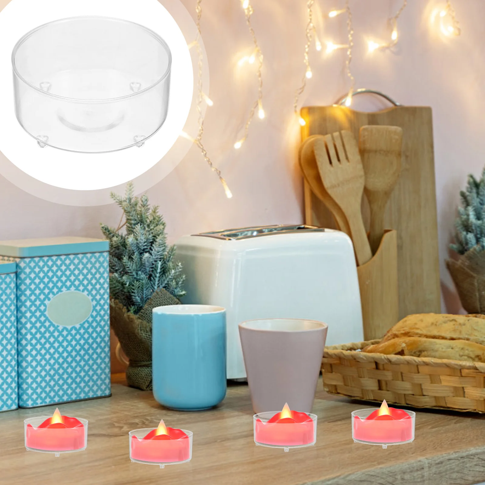 

100Pcs Clear Holder Heat Resistant Premium Material Steady Base for Home Temple Church Use Holder