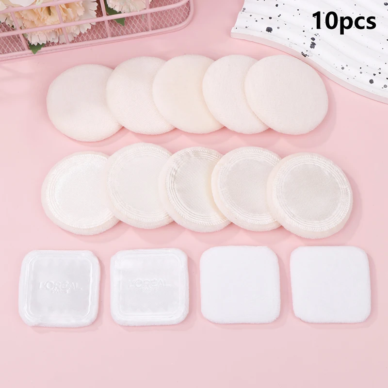 10 Pcs Round Shape Facial Powder Foundation Puff Professional Portable Soft Cosmetic Puff Makeup Foundation Sponge Beauty Tool