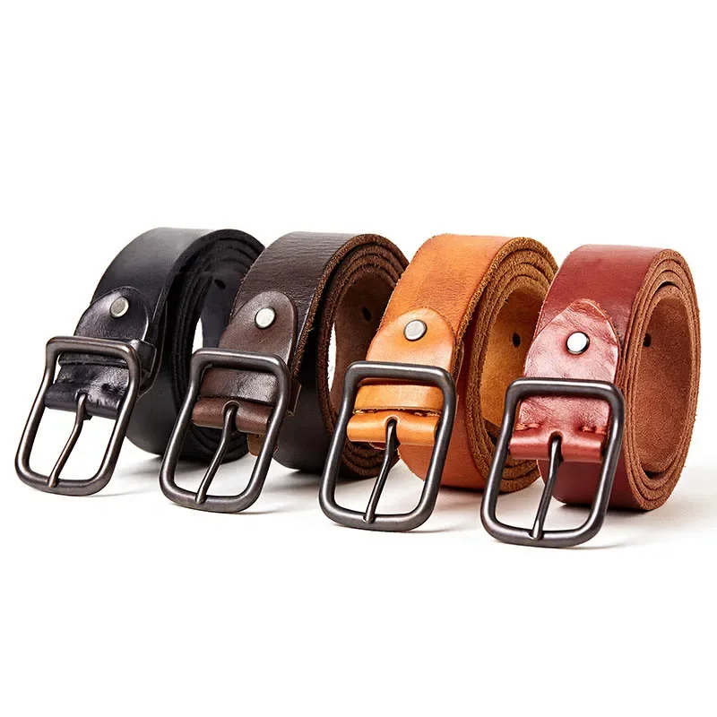 Vegetable Leather Mens Belts Cowskin Waistband Vintage Leather Belt Man Strap Classice Pin Buckle Belt for Men