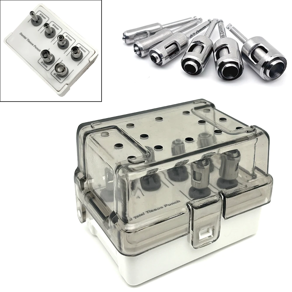 6pcs/set Dental Stainless Steel Implant Trephine Bur Double Tissue Punch Dental Planting Tools Dental Implant Tissue Punch Tools