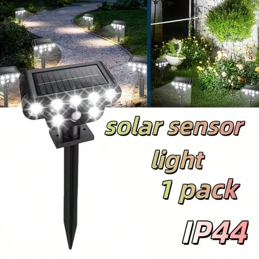 1 Sets of Outdoor Solar Spotlights, Outdoor Landscape Spotlights, Outdoor Lighting, with Human Body Sensing and IP44 Waterproof Function, Suitable for Courtyards, Gardens, Sidewalks, Lawns, Tree Landscape Lighting, Christmas or Holiday Gifts