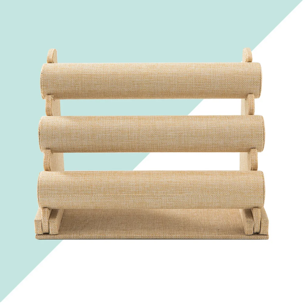 

Three Layer Jewelry Organizer Rack Flax Color Practical Jewelry Display Stand for Rings Bracelets Storage Retail Shop Personal