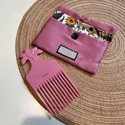 Pink Exquisite Hair Combs Gardenia series Flower carving comb with Storage Bag Travel Portable Women's Hair Brush Styling Tool