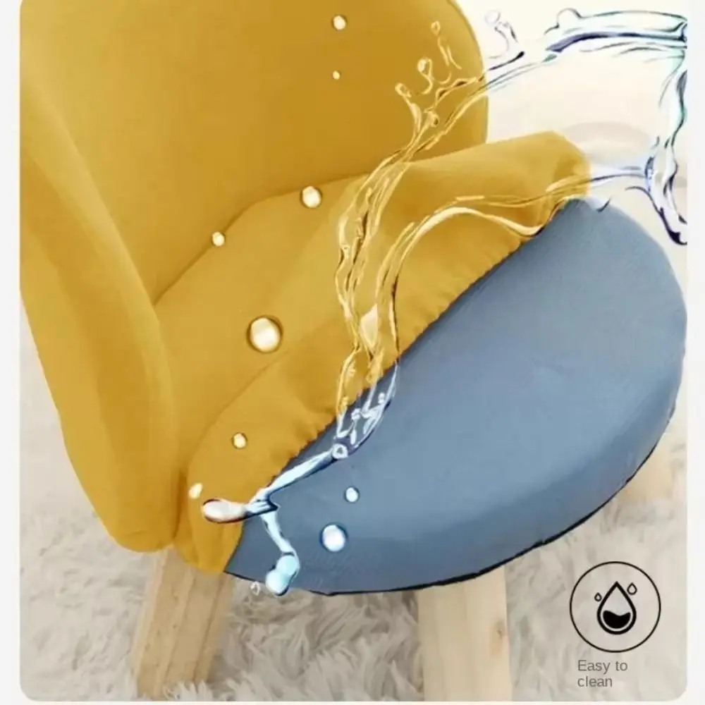 Luxury Solid Wood Small Stool Fabric Bench Cute Fabric Backrest Chair Small Compact Removable Washable Low Stool Household Use