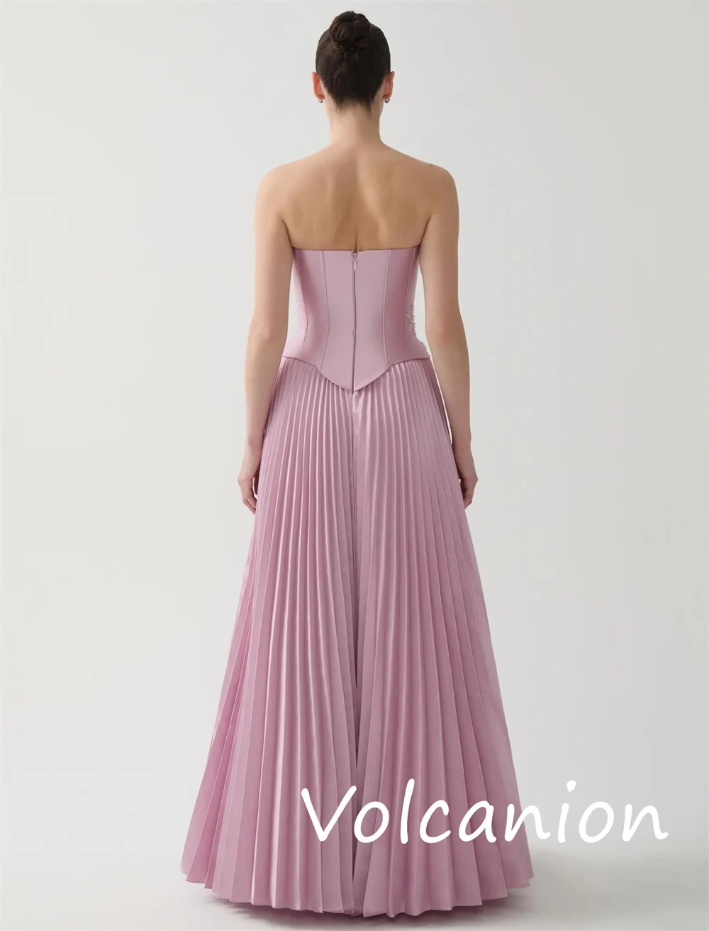 Jersey Gaya Cina Kustom Gaun Panjang Tanpa Tali A-line Wiru Berpayet Mode Pastrol Acara Dipesan Lebih Dahulu