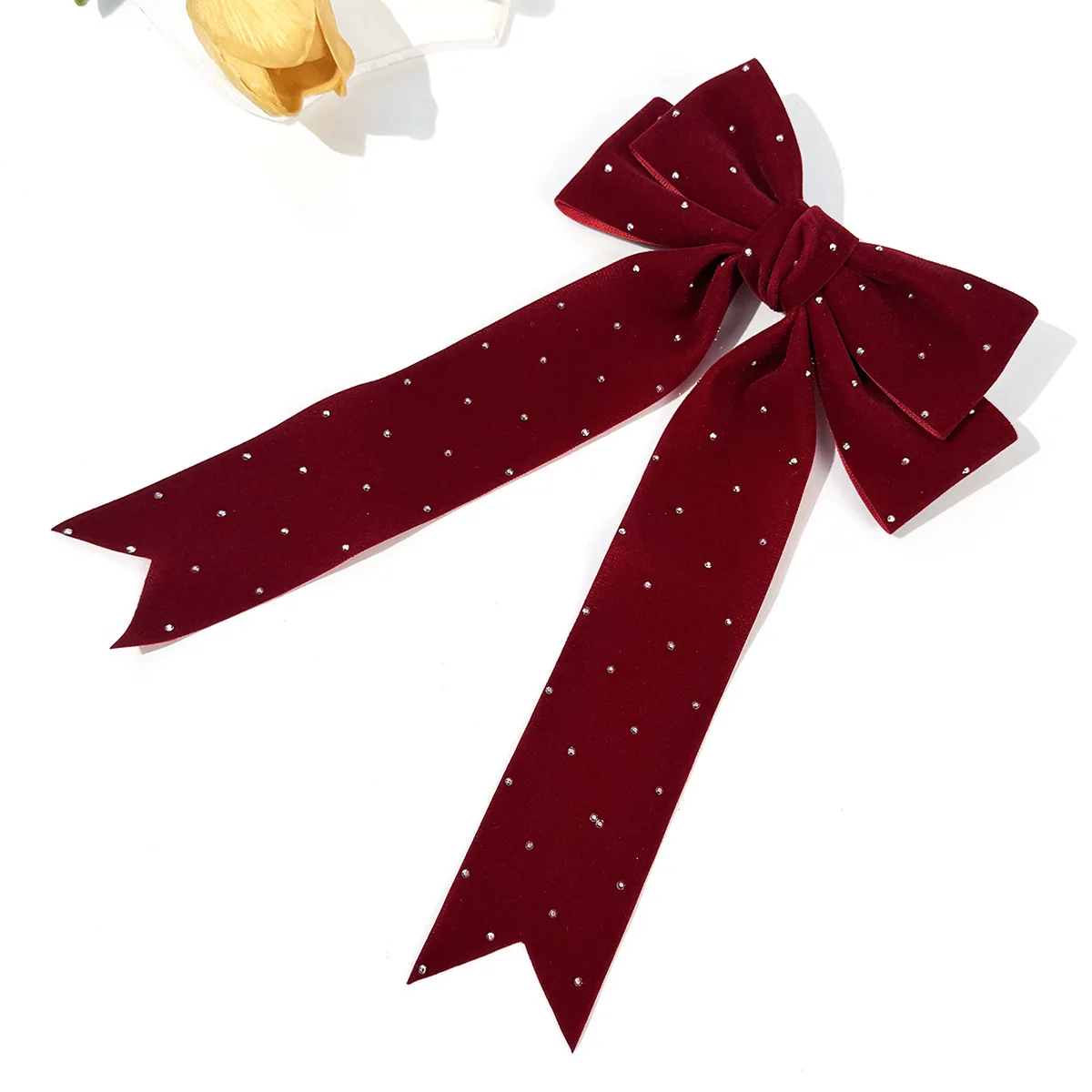 36 قطعة مقاطع الشعر القوس المخملية مع شرابات طويلة حجر الراين ختم القوس الجانب مقاطع Hairgrip للنساء والفتيات السائبة حزمة أغطية الرأس