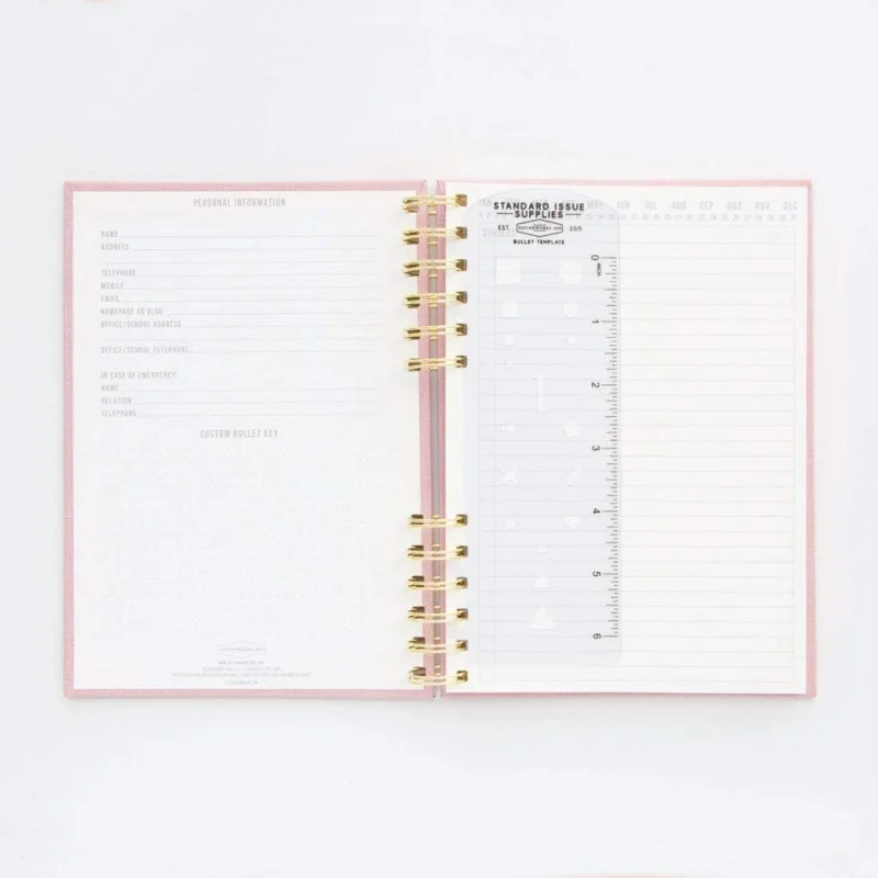 Issue No.12 Dusty Pink Undated Planner Notebook Journal with Lined Pages, Elastic Pen Holder, and Durable Bindi