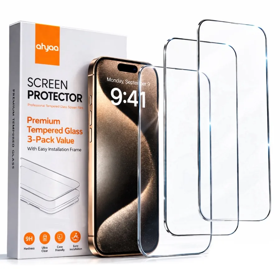 

3 Pack Clear Screen Protector for iPhone 12/iPhone 12 Pro, Shatterproof Tempered Glass Film 6.1" with Easy Installation Tool